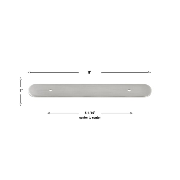 Gliderite Hardware 8 in. Satin Nickel Rounded Back Plate 5-1/16 in. Center to Center - 8343-128-SN, 5PK - 8343-128-SN-5