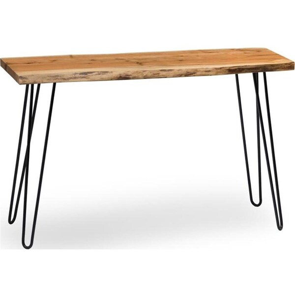 Kd Cama De Bebe 48 in. Hairpin Natural Live Edge Wood with Metal Media Console Table, Natural - KD3242740