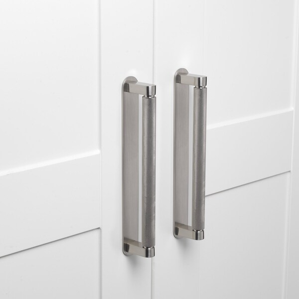 Gliderite Hardware 9-1/2 in. Satin Nickel Rounded Back Plate 7-9/16 in. Center to Center - 9343-192-SN, 25PK - 9343-192-SN-25