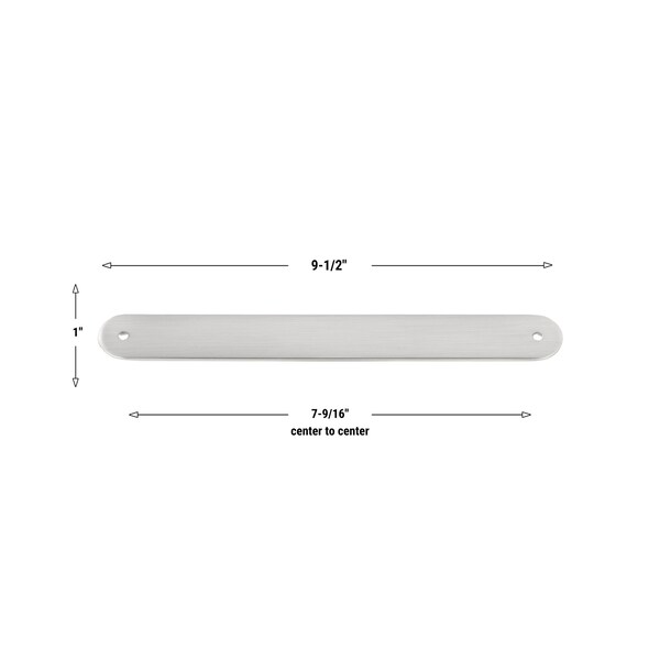 Gliderite Hardware 9-1/2 in. Satin Nickel Rounded Back Plate 7-9/16 in. Center to Center - 9343-192-SN, 25PK - 9343-192-SN-25