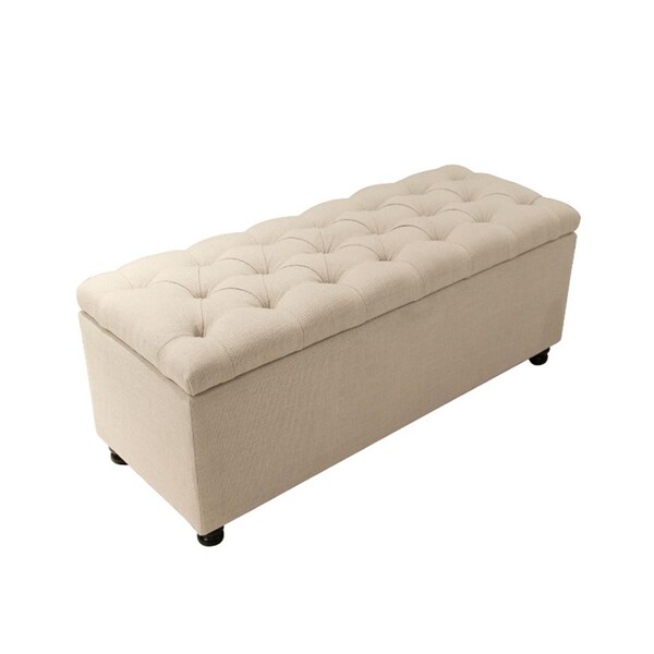 Diamond Sofa Park Ave Tufted Lift-Top Storage Trunk- Desert Sand Linen - PARKAVETRSD