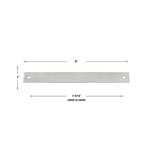 Gliderite Hardware 9 in. Satin Nickel Squared Back Plate 7-9/16 in. Center to Center - 9342-192-SN, 5PK - 9342-192-SN-5