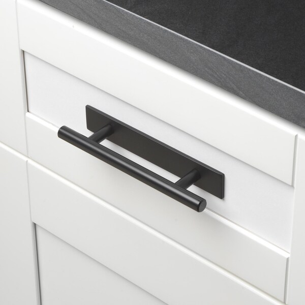 Gliderite Hardware 6 in. Matte Black Squared Back Plate 3-3/4 in. Center to Center - 6342-96-MB, 5PK - 6342-96-MB-5