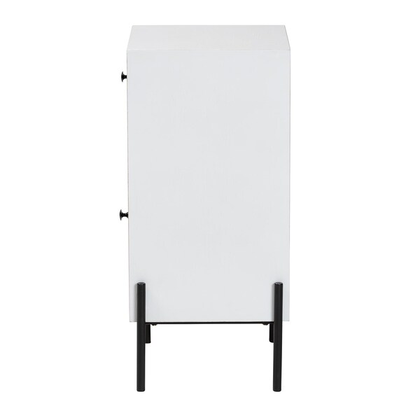 Baxton Studio Nefeli Mid-Century Transitional White Finished Wood and Black Metal 1-Drawer Storage Cabinet - 239-13519-ZORO