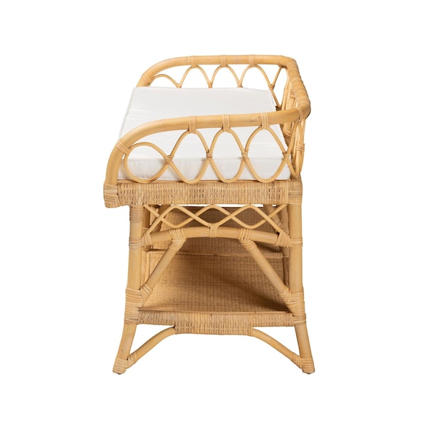 Baxton Studio Leryn Modern Bohemian Natural Brown Rattan Bench - 233-13162-ZORO