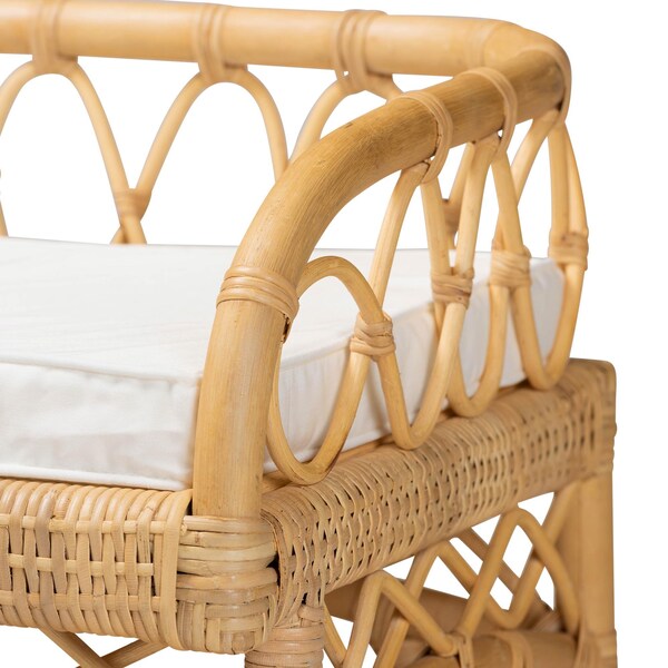 Baxton Studio Leryn Modern Bohemian Natural Brown Rattan Bench - 233-13162-ZORO