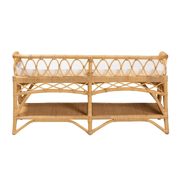 Baxton Studio Leryn Modern Bohemian Natural Brown Rattan Bench - 233-13162-ZORO