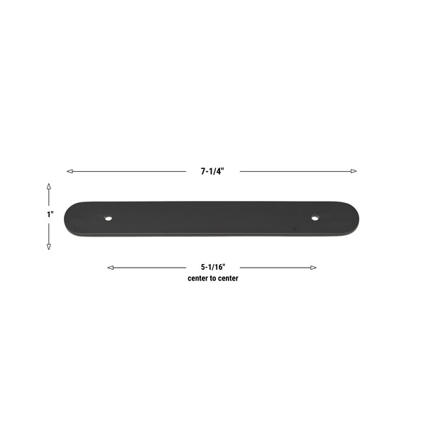 Gliderite Hardware 7-1/4 in. Matte Black Rounded Back Plate 5-1/16 in. Center to Center - 7343-128-MB, 5PK - 7343-128-MB-5