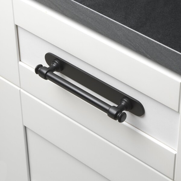 Gliderite Hardware 7-1/4 in. Matte Black Rounded Back Plate 5-1/16 in. Center to Center - 7343-128-MB, 5PK - 7343-128-MB-5