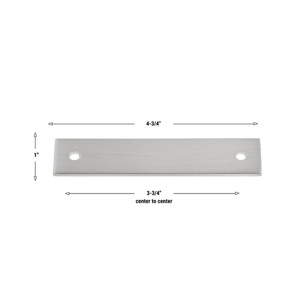 Gliderite Hardware 4-3/4 in. Satin Nickel Squared Back Plate 3-3/4 in. Center to Center - 5342-96-SN, 5PK - 5342-96-SN-5