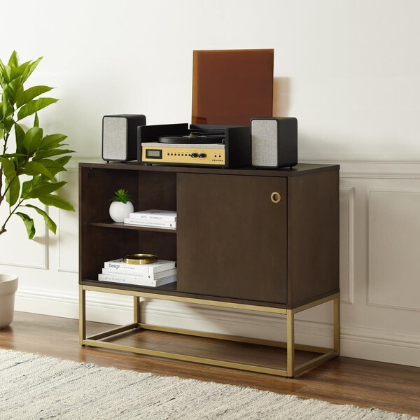 Byron 30 x 40 x 15.75 in. Media Console Table, Dark Brown - CF1142BR-GL