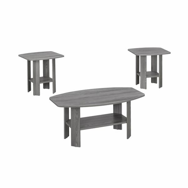 Homeroots 20 x 20 x 19 in. Contemporary Table Set, Grey, 3PK - 366080
