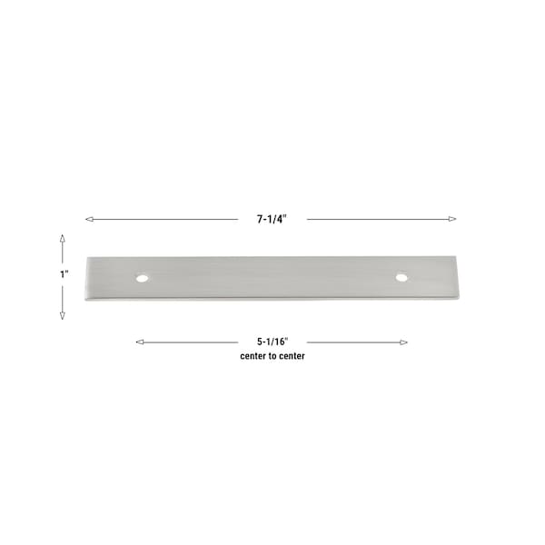 Gliderite Hardware 7-1/4 in. Satin Nickel Squared Back Plate 5-1/16 in. Center to Center - 7342-128-SN, 5PK - 7342-128-SN-5