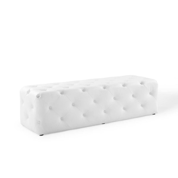Modway Furniture 60 in. Amour Tufted Button Entryway Faux Leather Bench White - EEI-3769-WHI