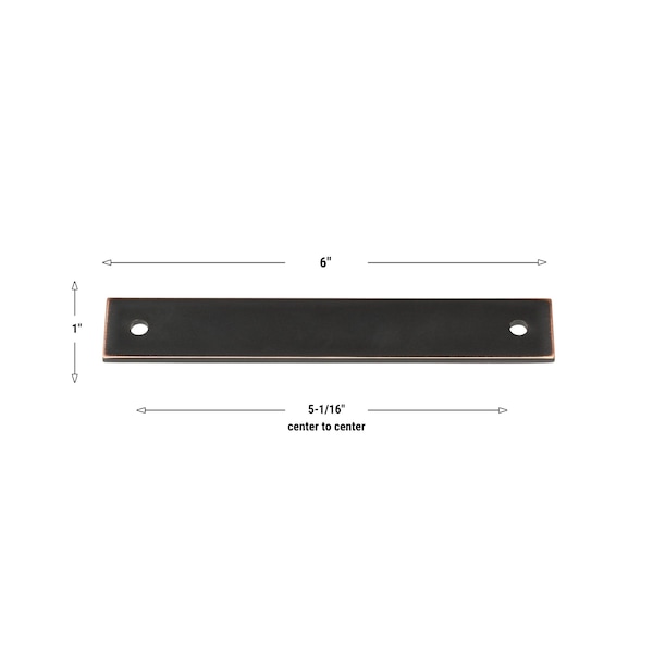 Gliderite Hardware 6 in. Oil Rubbed Bronze Squared Back Plate 5-1/16 in. Center to Center - 6342-128-ORB, 25PK - 6342-128-ORB-25