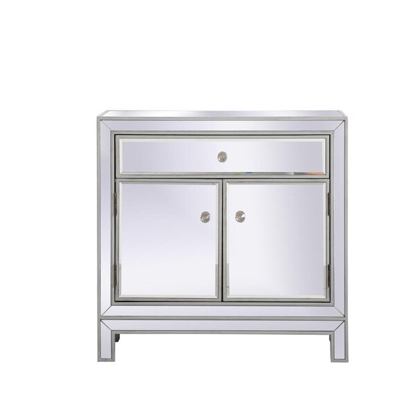 Convenience Concepts 29 in. Modern Mirrored Cabinet - Antique Silver - HI2221773