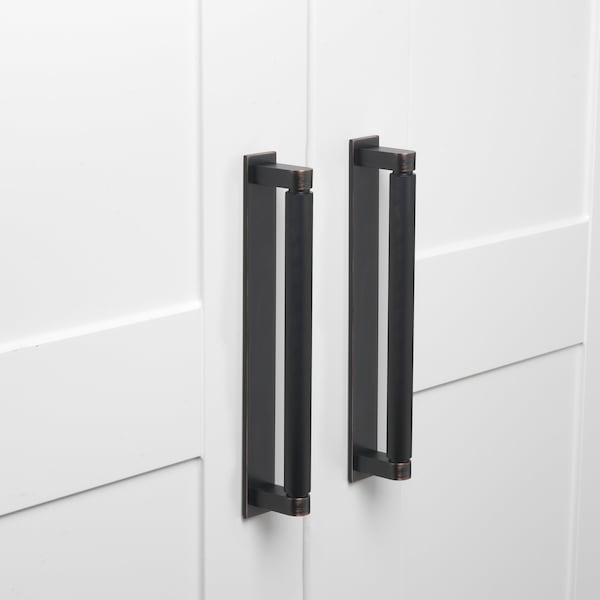 Gliderite Hardware 9 in. Oil Rubbed Bronze Squared Back Plate 7-9/16 in. Center to Center - 9342-192-ORB, 25PK - 9342-192-ORB-25
