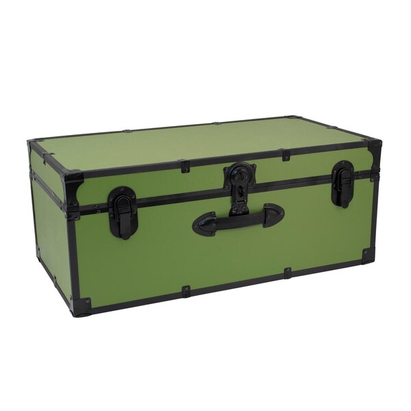 Perfectpillows 30 in. Seward Classic Trunk with Lock, Olive Grove - PE2769984