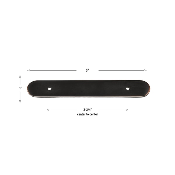 Gliderite Hardware 6 in. Oil Rubbed Bronze Rounded Back Plate 3-3/4 in. Center to Center - 6343-96-ORB, 10PK - 6343-96-ORB-10