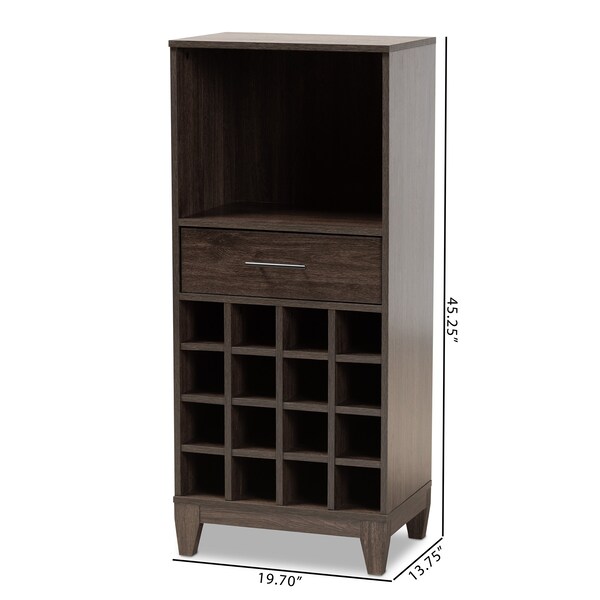 Baxton Studio Trenton Modern and Contemporary Dark Brown Finished Wood 1-Drawer Wine Storage Cabinet - 178-11228-ZORO