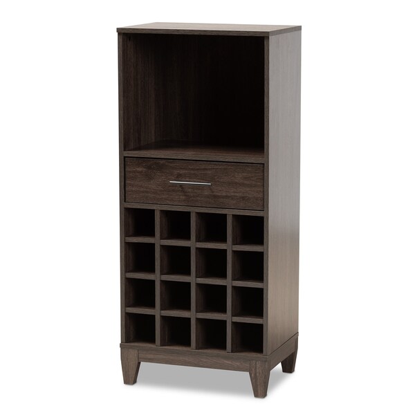 Baxton Studio Trenton Modern and Contemporary Dark Brown Finished Wood 1-Drawer Wine Storage Cabinet - 178-11228-ZORO