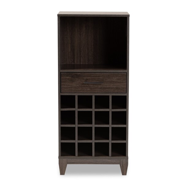 Baxton Studio Trenton Modern and Contemporary Dark Brown Finished Wood 1-Drawer Wine Storage Cabinet - 178-11228-ZORO