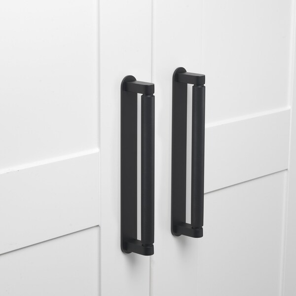 Gliderite Hardware 9-1/2 in. Matte Black Rounded Back Plate 7-9/16 in. Center to Center - 9343-192-MB, 25PK - 9343-192-MB-25