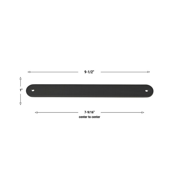 Gliderite Hardware 9-1/2 in. Matte Black Rounded Back Plate 7-9/16 in. Center to Center - 9343-192-MB, 25PK - 9343-192-MB-25