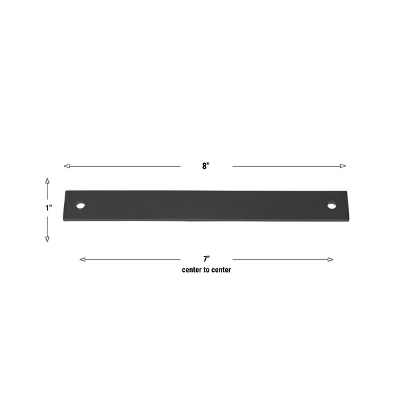Gliderite Hardware 8 in. Matte Black Squared Back Plate 7 in. Center to Center - 8342-178-MB, 5PK - 8342-178-MB-5