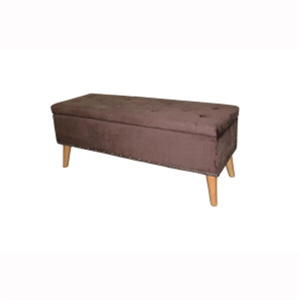 Ore Furniture 17 In. Brown Suede Tufted Storage Bench - HB4671