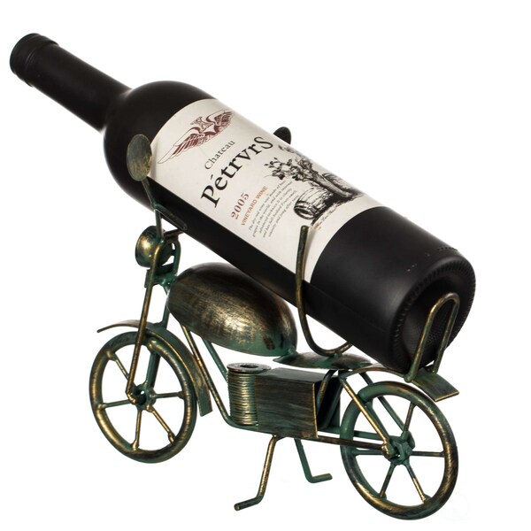 Vintiquewise Metal Figurine Motorcycle Shaped Vintage Wine Single Bottle Holder Stand Rack - QI004317