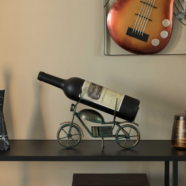 Vintiquewise Metal Figurine Motorcycle Shaped Vintage Wine Single Bottle Holder Stand Rack - QI004317