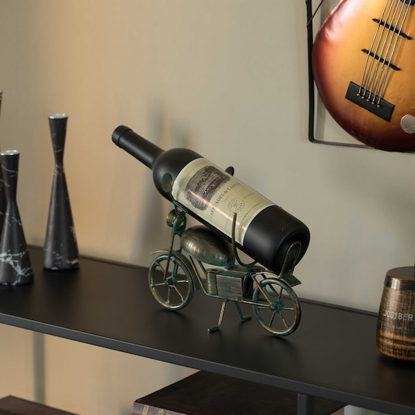 Vintiquewise Metal Figurine Motorcycle Shaped Vintage Wine Single Bottle Holder Stand Rack - QI004317
