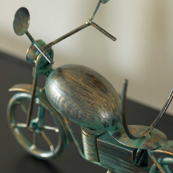 Vintiquewise Metal Figurine Motorcycle Shaped Vintage Wine Single Bottle Holder Stand Rack - QI004317
