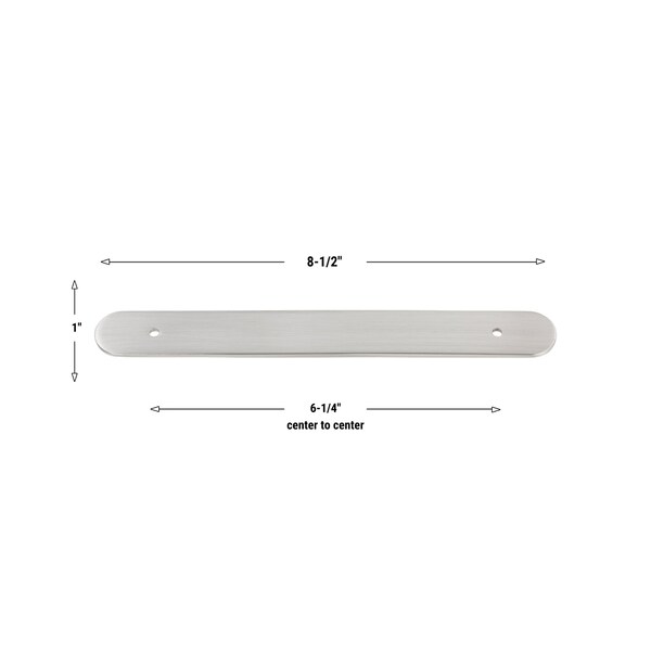 Gliderite Hardware 8-1/2 in. Satin Nickel Rounded Back Plate 6-1/4 in. Center to Center - 9343-160-SN, 10PK - 9343-160-SN-10