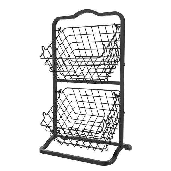 Oceanstar 18.22 x 8.11 x 10.31 in. 2-Tier Storage Kitchen Wire Basket Stand, Black - 2FB1927