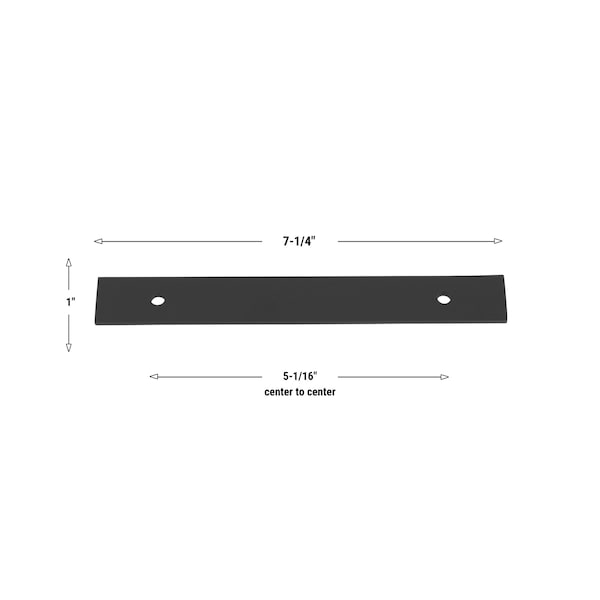 Gliderite Hardware 7-1/4 in. Matte Black Squared Back Plate 5-1/16 in. Center to Center - 7342-128-MB, 10PK - 7342-128-MB-10