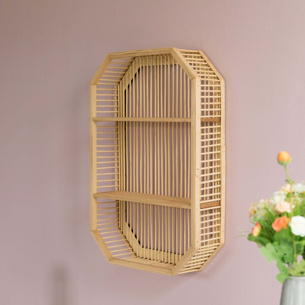 Vintiquewise Decorative Rectangle Display Shelf With 2 Shelves for The Dining Room, Living Room, or Office. - QI004515