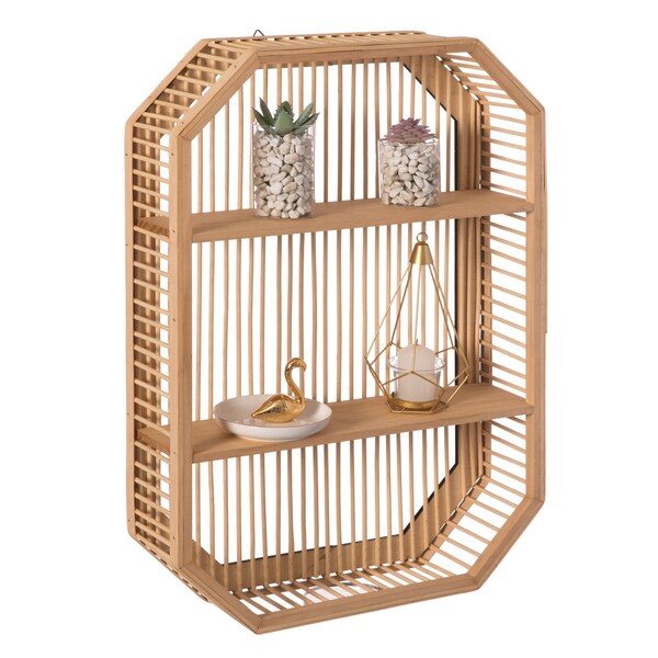 Vintiquewise Decorative Rectangle Display Shelf With 2 Shelves for The Dining Room, Living Room, or Office. - QI004515