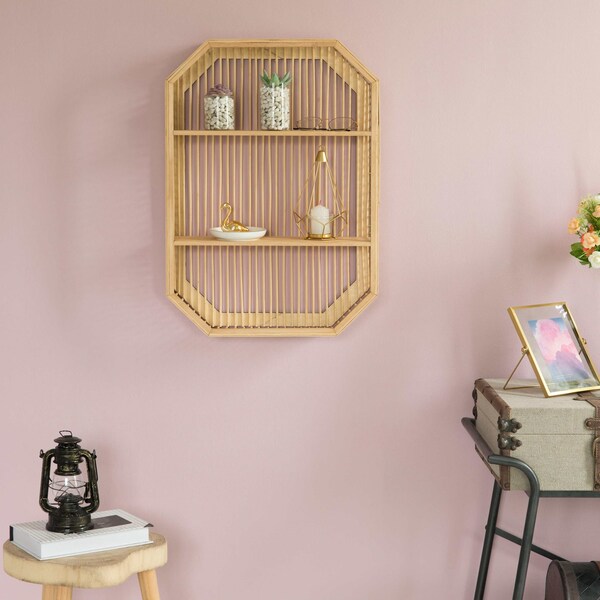 Vintiquewise Decorative Rectangle Display Shelf With 2 Shelves for The Dining Room, Living Room, or Office. - QI004515