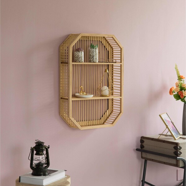 Vintiquewise Decorative Rectangle Display Shelf With 2 Shelves for The Dining Room, Living Room, or Office. - QI004515