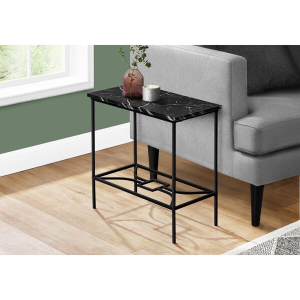 Clean Choice 22 in. Accent Table, Black Marble - Black Metal - CL2456398