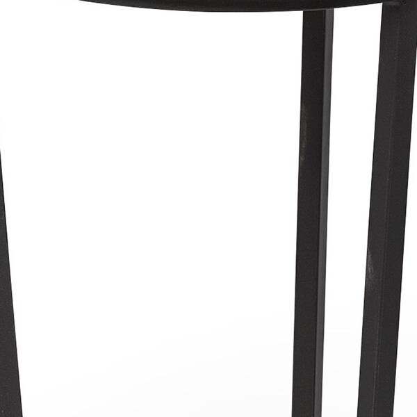 Homeroots 18 in. Round Marble Top Accent Table with Metal Frame, White & Black - 380684