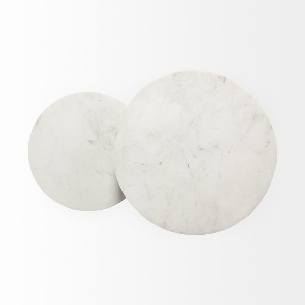 Homeroots 18 in. Round Marble Top Accent Table with Metal Frame, White & Black - 380684