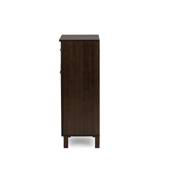 Baxton Studio Felda Dark Brown Modern Shoe Cabinet with 2 Doors and Drawer - 118-6497