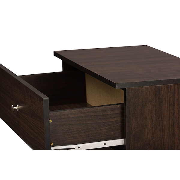 Baxton Studio Felda Dark Brown Modern Shoe Cabinet with 2 Doors and Drawer - 118-6497