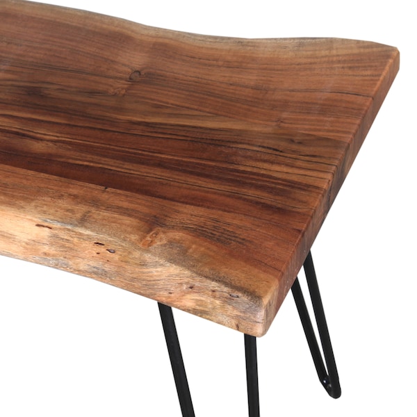 Alaterre Furniture Hairpin Natural Live Edge Wood with Metal 36" Bench, Natural - AWDD0320