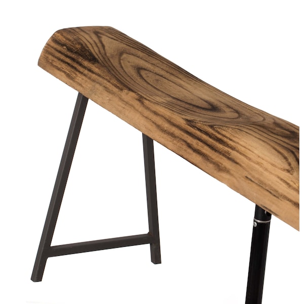 Vintiquewise Rustic Carved Wood Natural Log Accent Bench for Entryway, Indoor and Outdoor - QI004287