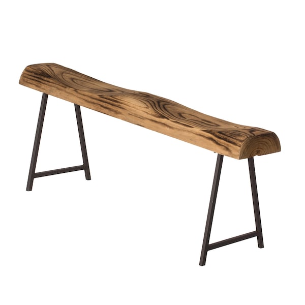 Vintiquewise Rustic Carved Wood Natural Log Accent Bench for Entryway, Indoor and Outdoor - QI004287