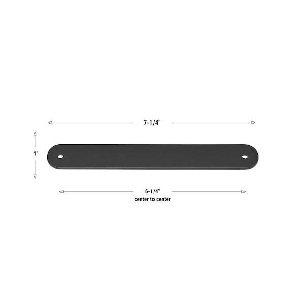 Gliderite Hardware 7-1/4 in. Matte Black Rounded Back Plate 6-1/4 in. Center to Center - 7343-160-MB, 5PK - 7343-160-MB-5
